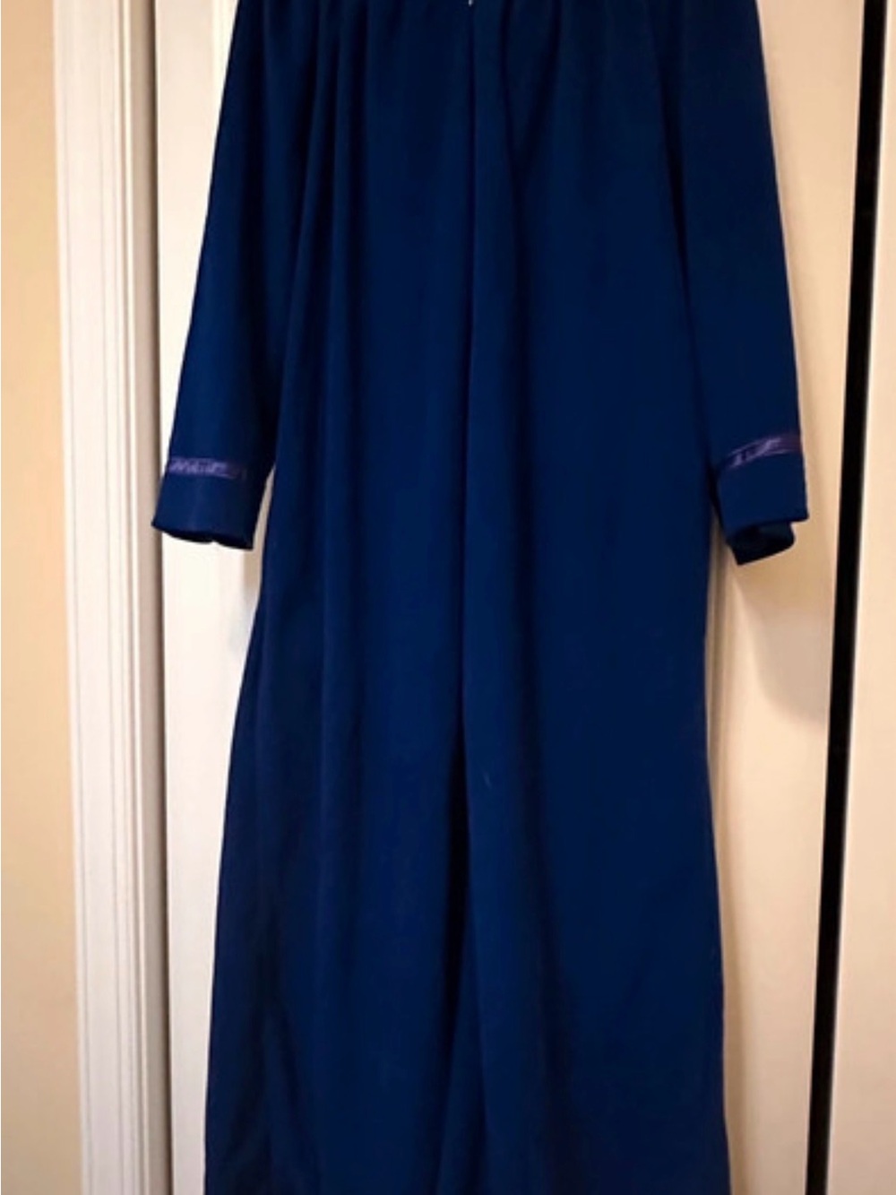 Adonna Navy Blue Vintage Housecoat with Satin Trim